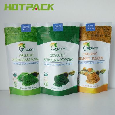 Hologram resealable mylar aluminum food packing bags stand up plastic powder bags with logo