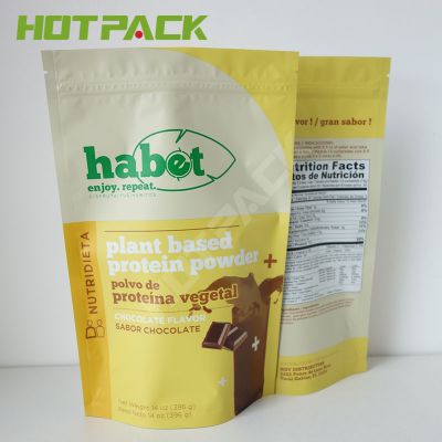 Hot chocolate cookie whey protein powder mylar bag aluminum stand up zipper plastic bag