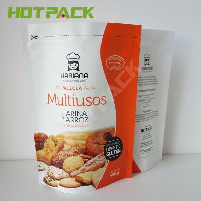 Food grade custom printed biodegradable kraft paper packaging bag stand up food pouch foil flour bag