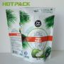 Coconut water powder bag with custom logo design printing gloss plastic doypack for powder