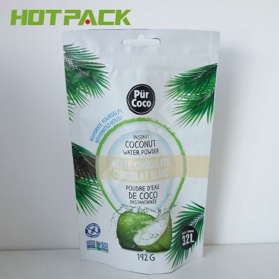 Full printed special plastic packaging mylar stand up bag for coconut water powder