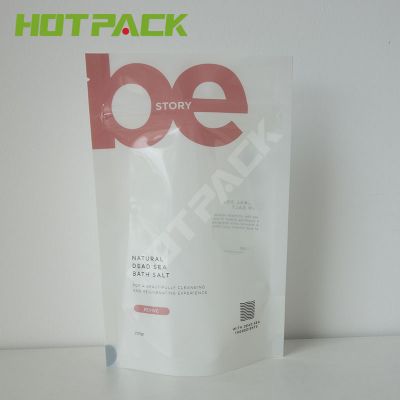 Custom print laminated plastic mud white zipper bath salt stand up pouch bags