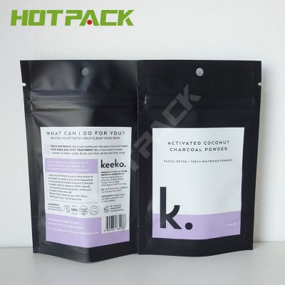 Gravure Printing Black Activated Coconut Charcoal Powder Packaging Plastic Bag
