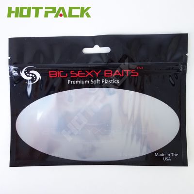 Hanging plastic fishing lure hook package bag aluminum foil zip lock 3 side seal bags