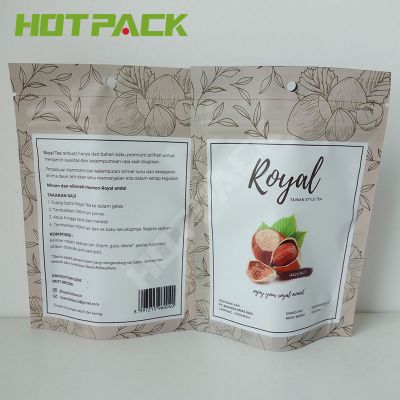 Matte plastic custom printed mylar stand up zipper pouch edible tea packaging bags