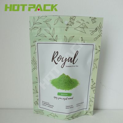Custom matte printed mylar packaging tea pouch plastic matcha powder bags with logo