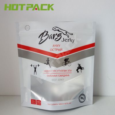 Mylar Foil Beef Meat Packaging Bag Mylar Stand Up Zipper Beef Jerky Pouches With Own Logo