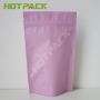 Matte finished pink transparent window mylar plastic stand up zipper bag for packaging tea