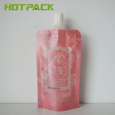 Custom printed pink waterproof cosmetics beauty package body scrub spout pouch