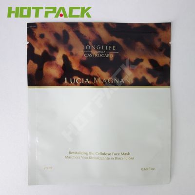 Custom and printing logo plastic facial care 3 side seal flat packaging bags