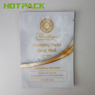 Customized print laminated aluminized cosmetic mask smell proof 3 side seal packing bag