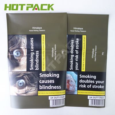 Customized print hand rolling tobacco leaf pouch smoking packing bag sticker and polythene sleeve