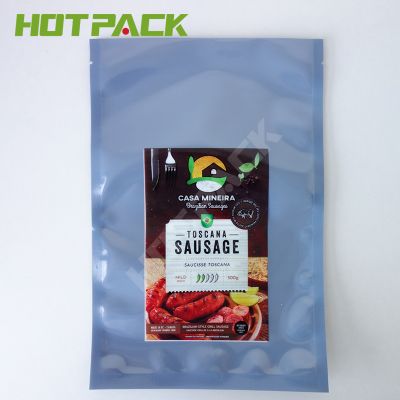 Custom Printed Plastic Foil Vaccum Sausage Food Packaging 3 Side Seal Packaging Bag
