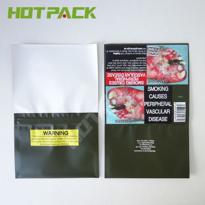 Hand rolling tobacco leaf pouch plastic 50g packaging tobacco zipper bags with polythene sleeve