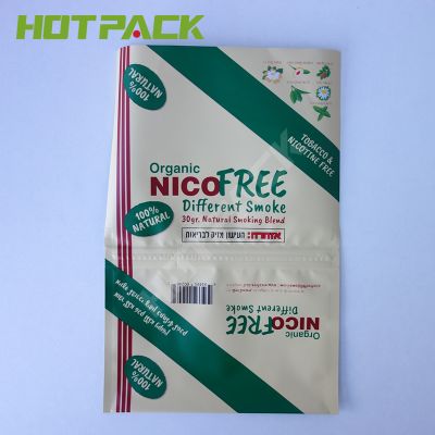 Golden rolling tobacco leaf resealable zipper plastic bag mylar bags custom printed fit tobacco