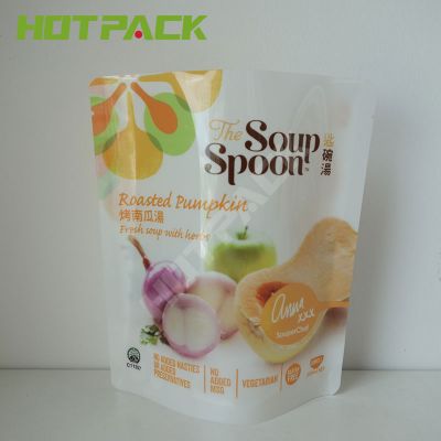 Custom food grade mylar waterproof nylon stand up soup pouch with zipper