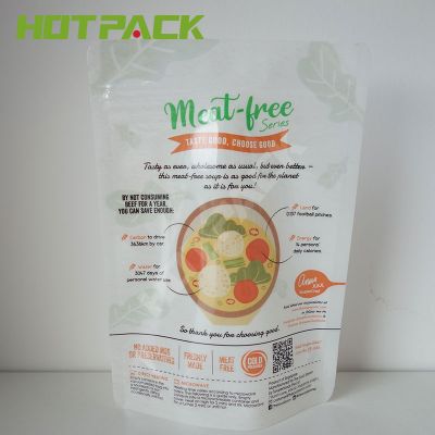 Custom Own Logo Food Grade Packaging Stand Up Nylon Packaging Soup Pouch With Zipper