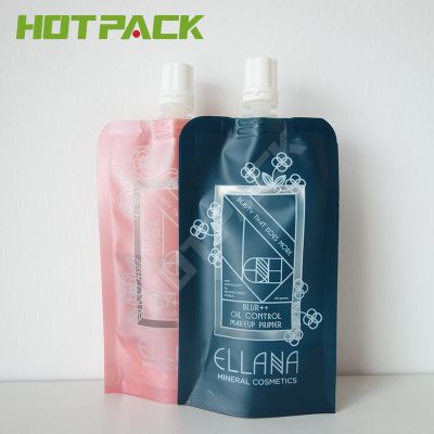 Standing up aluminum foil liquid packaging bag body scrub makeup primer lotion packaging spout pouch