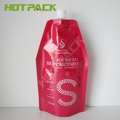 Custom logo printing aluminum foil liquid/lotion packaging bag with spout