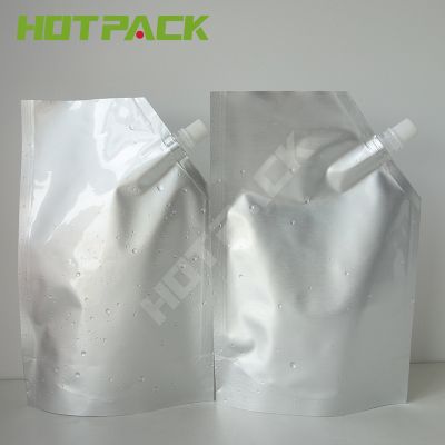 Hologram custom silver aluminum foil food grade stand up liquid juice sauce spout pouch