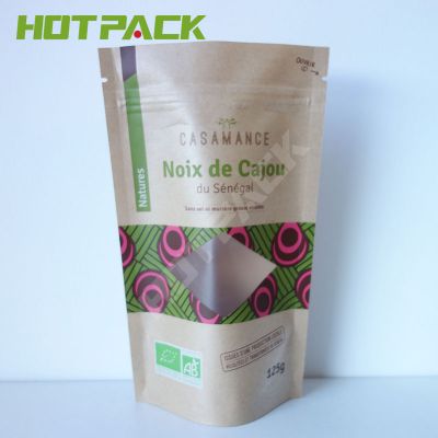 Food packaging,Kraft Paper Bag,Kraft stand up pouches with window