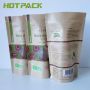 Logo printing kraft paper zipper stand up packaging pouch with clear window for cashew nut