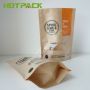 Frosted surface stand up packaging pet food zipper pouch kraft paper bag with clear window