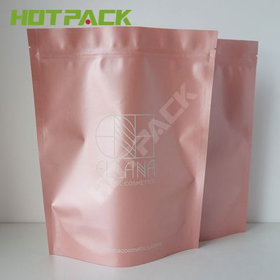 Pink Paper Make Up Mylar Pouch Body Scrub Bath Salt Stand Up Cosmetics Packaging Bag