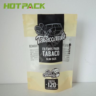 Custom Printed Resealable Zipper Tobacco Packaging Stand Up Pouches With Clear Window 