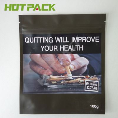25g 30g 50g 100g flat ziplock plastic tobacco leaf pouch smoking tobacco wraps