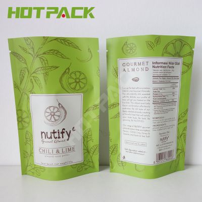 Custom with own logo plastic zipper Packaging stand up pouch for snack food 