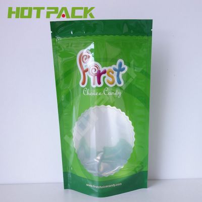 Customized Glossy Packaging Aluminum Foil Candy Plastic Stand Up Pouch With Zipper 