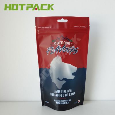 Custom food grade printed foil with clear window seasoning standing up pouch