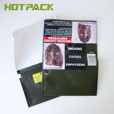 Customized smell proof empty 50g hand rolling tobacco pouches zipper packaging bag