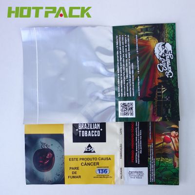 Hot sale mylar custom  smell proof zipper hand rolling plastic Tobacco packaging bag