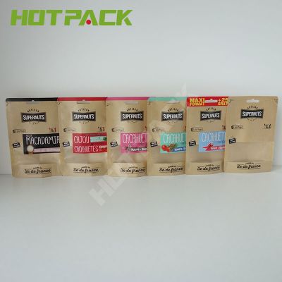 Custom stand up pouches,Food packaging,Kraft stand up pouches with window