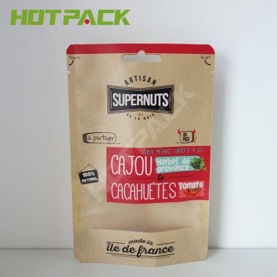 Food grade laminating kraft paper plastic commercial stand up pouches for packaging nuts