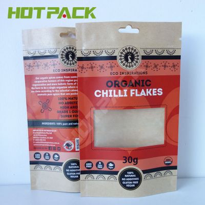 Custom stand up pouches,Food packaging,Kraft stand up pouches with window