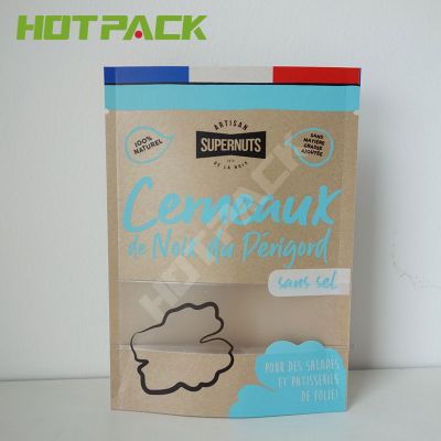 Design your own plastic kraft paper food packaging pouch mylar foil ziplock bag with window