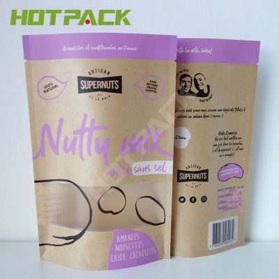 Wholesale custom logo kraft paper packaging dried fruit tea powder stand up pouch