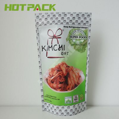 Custom Matte print Food Grade Aluminium Foil kimchi Stand Up Pouch with zipper