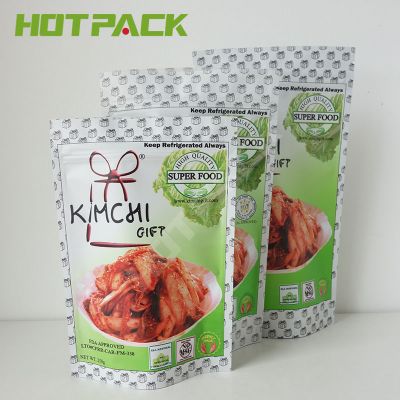Custom size gravure printing foil plastic kimchi packaging Stand up pouch with zipper